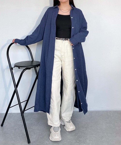 AS KNOW AS plus（アズノゥアズプラス）の「●バルーン ロングシャツワンピース（シャツワンピース・レディース・サックスブルー系/ブラック系/ネイビー系・FREE）」の13枚目の写真