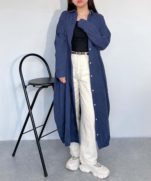 AS KNOW AS plus（アズノゥアズプラス）の「●バルーン ロングシャツワンピース（シャツワンピース・レディース・サックスブルー系/ブラック系/ネイビー系・FREE）」の15枚目の写真