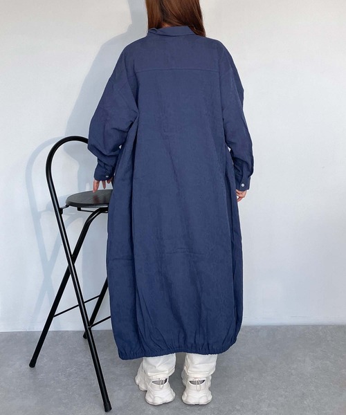 AS KNOW AS plus（アズノゥアズプラス）の「●バルーン ロングシャツワンピース（シャツワンピース・レディース・サックスブルー系/ブラック系/ネイビー系・FREE）」の18枚目の写真