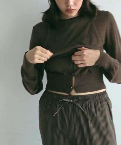 美品 アンヌーク anuke 2way Miniloop Knit F/グレー トップス 羽織り 長袖 ロング カーディガン 【2400014261554】 SUH0123S0202_zo_a011.jpg