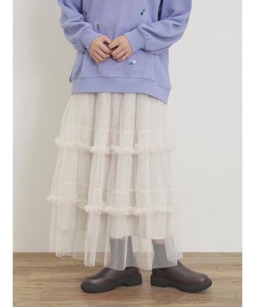 Samansa Mos2（サマンサ モスモス）の「チュールフリルスカート（スカート・レディース・ブラック/カーキ/グレー/キナリ・F）」の2枚目の写真