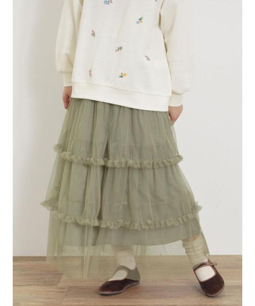 Samansa Mos2（サマンサ モスモス）の「チュールフリルスカート（スカート・レディース・ブラック/カーキ/グレー/キナリ・F）」の9枚目の写真