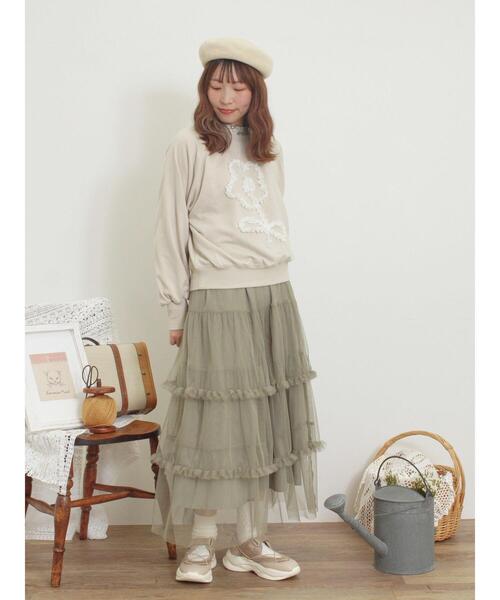 Samansa Mos2（サマンサ モスモス）の「チュールフリルスカート（スカート・レディース・ブラック/カーキ/グレー/キナリ・F）」の15枚目の写真