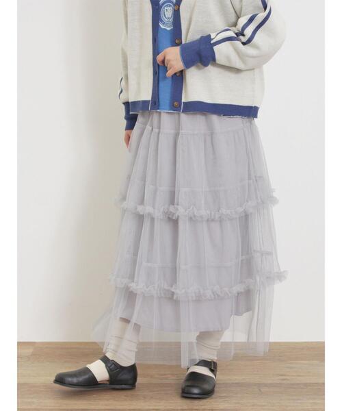 Samansa Mos2（サマンサ モスモス）の「チュールフリルスカート（スカート・レディース・ブラック/カーキ/グレー/キナリ・F）」の16枚目の写真