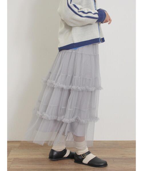 Samansa Mos2（サマンサ モスモス）の「チュールフリルスカート（スカート・レディース・ブラック/カーキ/グレー/キナリ・F）」の17枚目の写真