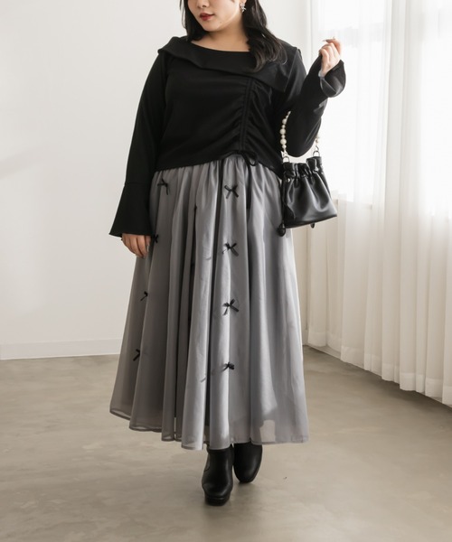 CLETTE（クレット）の「アシンメトリードロストプルオーバー（Tシャツ/カットソー・レディース・オフホワイト/ブラック・LL/3L/4L）」の10枚目の写真