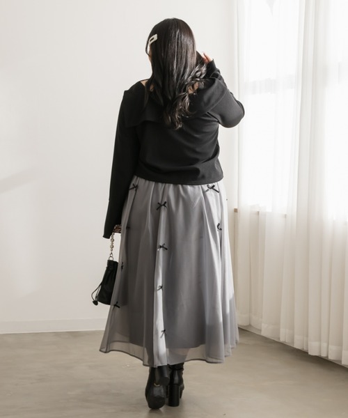 CLETTE（クレット）の「アシンメトリードロストプルオーバー（Tシャツ/カットソー・レディース・オフホワイト/ブラック・LL/3L/4L）」の12枚目の写真