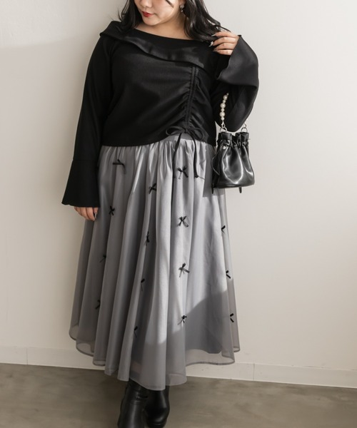 CLETTE（クレット）の「アシンメトリードロストプルオーバー（Tシャツ/カットソー・レディース・オフホワイト/ブラック・LL/3L/4L）」の9枚目の写真