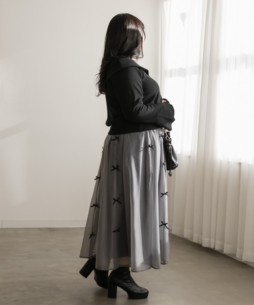 CLETTE（クレット）の「アシンメトリードロストプルオーバー（Tシャツ/カットソー・レディース・オフホワイト/ブラック・LL/3L/4L）」の11枚目の写真
