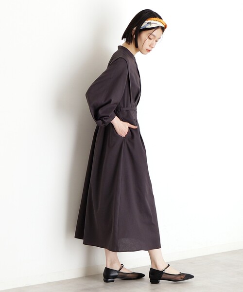 THE SHOP TK （ザ ショップ ティーケー ）の「麻調メッシュワンピース【洗える】（ワンピース・レディース・スミクロ/ベージュ・12/13）」の4枚目の写真