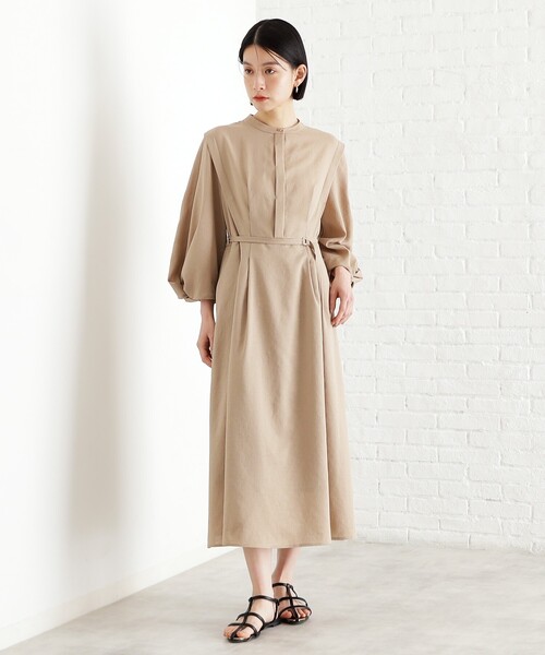 THE SHOP TK （ザ ショップ ティーケー ）の「麻調メッシュワンピース【洗える】（ワンピース・レディース・スミクロ/ベージュ・12/13）」の6枚目の写真