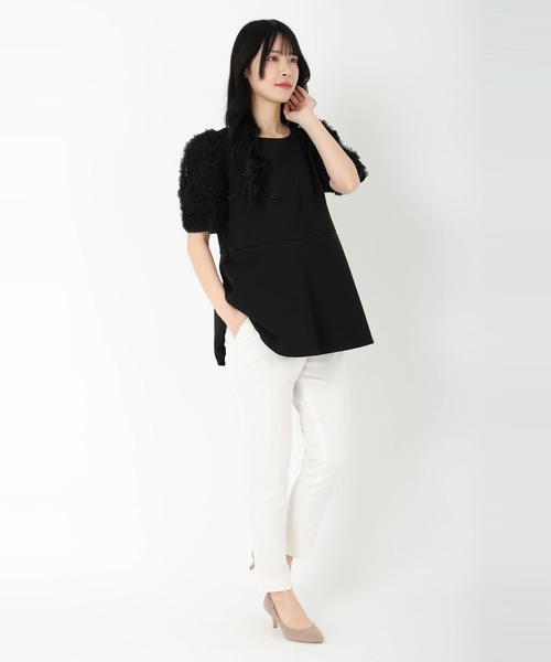 ストロベリー・フィールズ♡新品トップス セール】フラワーチュールスリーブペプラムトップス Tシャツ