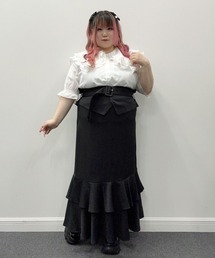 【大きいサイズ】コルセットベルト付マーメイドスカート