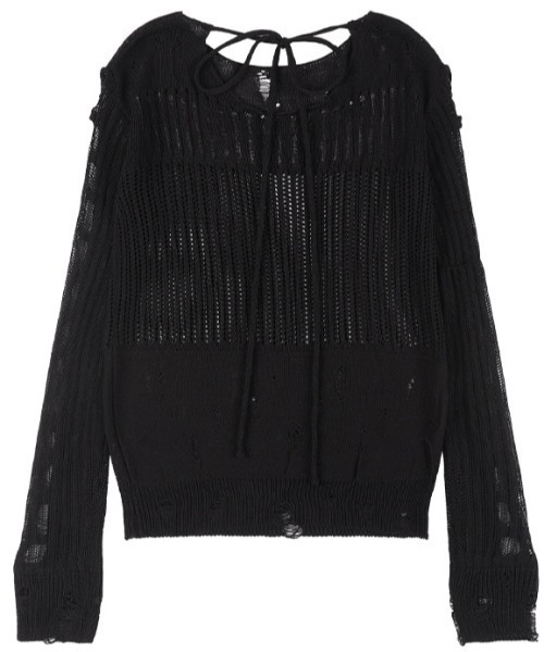 ニット セーター A'GEM/9 × .kom 「 FANCY CLUB/ファンシークラブ」 2-WAY DAMAGE KNIT LONG SLEEV A'GEM/9 × .kom 『 FANCY CLUB/ファンシークラブ』 2-WAY DAMAGE
