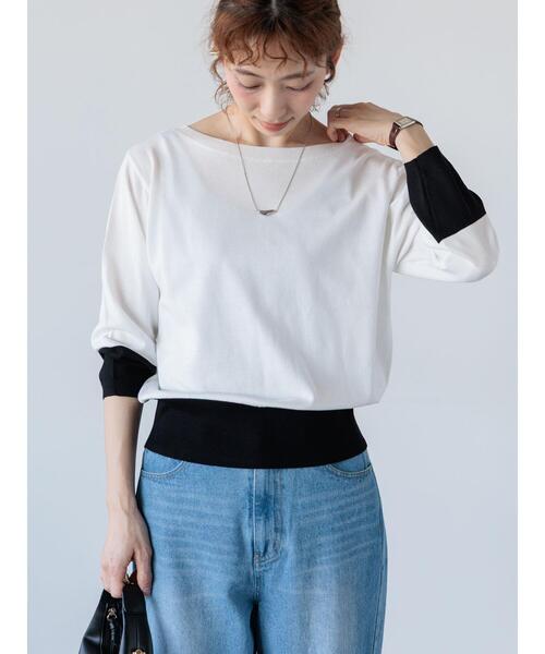 Lugnoncure(ルノンキュール)の「配色ニットプルオーバー《2025spring catalog item》(ニット/セーター・レディース・ベージュ/ネイビー/オフホワイト・F)」の2枚目の写真