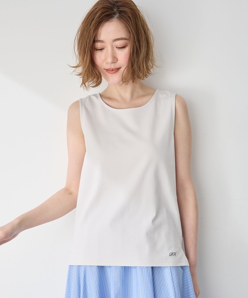 Petit Honfleur（プチオンフルール）の「【接触冷感・UVカット】タンクトップ（Tシャツ/カットソー・レディース・ブラック/グレー/ホワイト・M/L）」の3枚目の写真