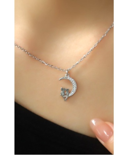 LAUTRE COTE（ロウトレコウト）の「ジルコニア月と仲良し猫のネックレス（ネックレス・レディース・シルバー/ローズ・FREE）」の4枚目の写真