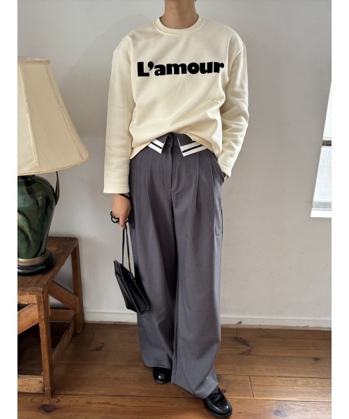 Day and Grade(デイアンドグレイド)の「【美脚タックパンツ】ウエストラインワイドスラックス タックパンツ / ウエストデザインスラックス / グレージュ・グレー / 防シワ(スラックス・レディース・チャコールグレー・FREE)」の6枚目の写真
