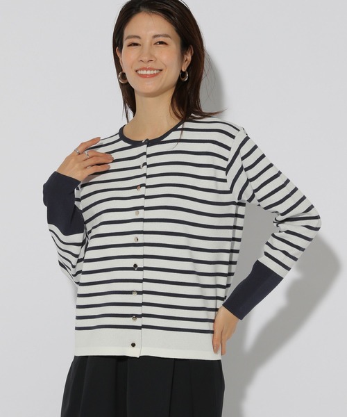 Elura(エルーラ)の「カットソーライクニットカーディガン/289226(カーディガン/ボレロ・レディース・ネイビー/イエロー/ブラック系その他・FREE)」の1枚目の写真