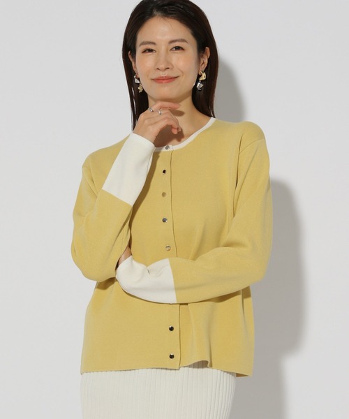 Elura(エルーラ)の「カットソーライクニットカーディガン/289226(カーディガン/ボレロ・レディース・ネイビー/イエロー/ブラック系その他・FREE)」の2枚目の写真