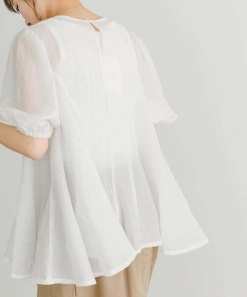 ITEMS URBANRESEARCH(アイテムズ アーバンリサーチ)の「ラメストーンシアーブラウス(シャツ/ブラウス・レディース・ホワイト/ブラック・FREE)」の8枚目の写真