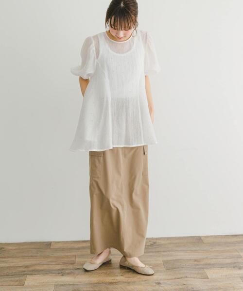 ITEMS URBANRESEARCH(アイテムズ アーバンリサーチ)の「ラメストーンシアーブラウス(シャツ/ブラウス・レディース・ホワイト/ブラック・FREE)」の12枚目の写真