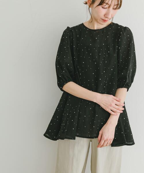 ITEMS URBANRESEARCH(アイテムズ アーバンリサーチ)の「ラメストーンシアーブラウス(シャツ/ブラウス・レディース・ホワイト/ブラック・FREE)」の18枚目の写真