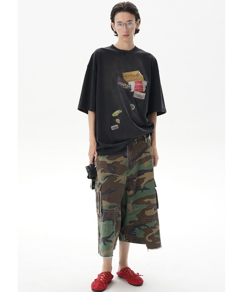 MASONPRINCE(メイソンプリンス)の「オーバーサイズ ダメージ加工 ステッカープリントTEE DT4295【MASONPRINCE】(Tシャツ/カットソー・メンズ・ブラック・L/M/S/XL)」の15枚目の写真