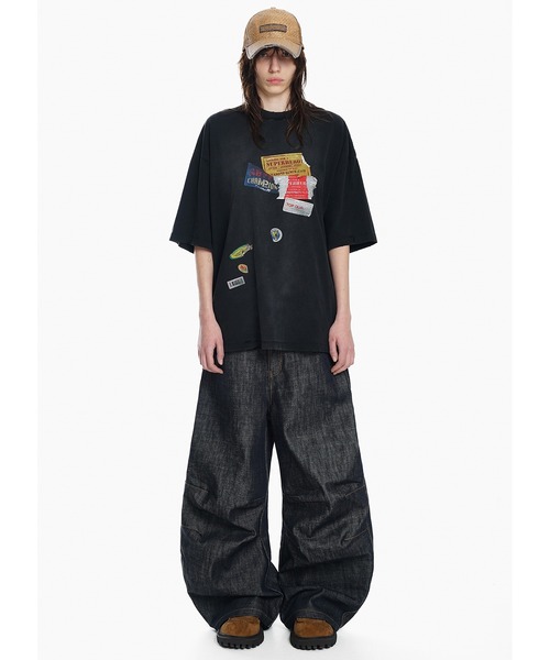 MASONPRINCE(メイソンプリンス)の「オーバーサイズ ダメージ加工 ステッカープリントTEE DT4295【MASONPRINCE】(Tシャツ/カットソー・メンズ・ブラック・L/M/S/XL)」の9枚目の写真