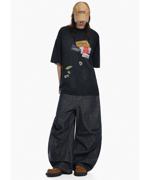 MASONPRINCE(メイソンプリンス)の「オーバーサイズ ダメージ加工 ステッカープリントTEE DT4295【MASONPRINCE】(Tシャツ/カットソー・メンズ・ブラック・L/M/S/XL)」の8枚目の写真