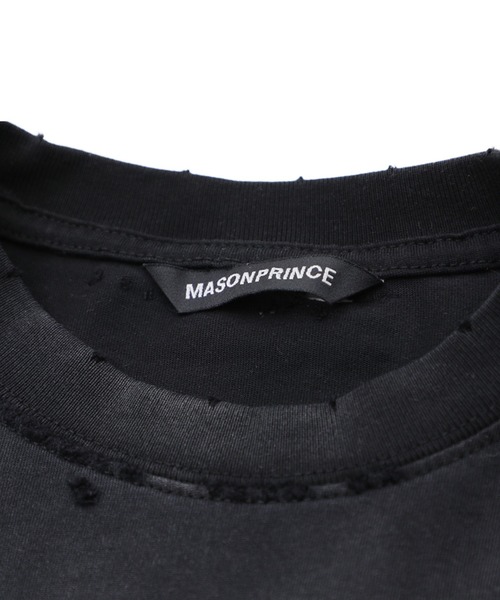 MASONPRINCE(メイソンプリンス)の「オーバーサイズ ダメージ加工 ステッカープリントTEE DT4295【MASONPRINCE】(Tシャツ/カットソー・メンズ・ブラック・L/M/S/XL)」の4枚目の写真