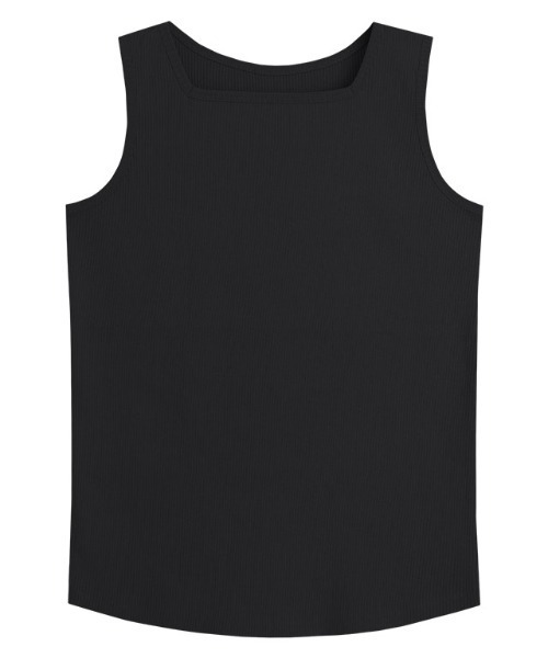 Pierrot（ピエロ）の「【ブラ紐隠し】スクエアネックリブタンクトップ（タンクトップ・レディース・ブラック/オフホワイト/ネイビー/サンドベージュ/チャコール・M/L）」の14枚目の写真