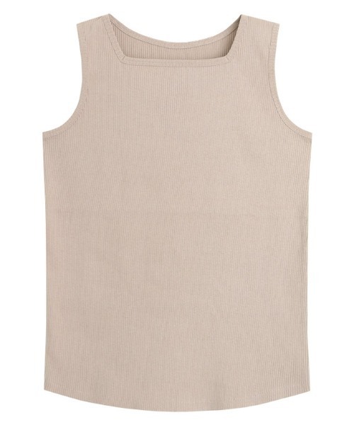 Pierrot（ピエロ）の「【ブラ紐隠し】スクエアネックリブタンクトップ（タンクトップ・レディース・ブラック/オフホワイト/ネイビー/サンドベージュ/チャコール・M/L）」の19枚目の写真