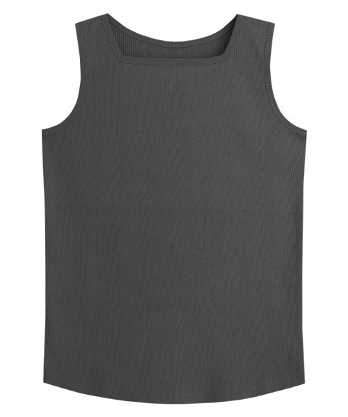 Pierrot（ピエロ）の「【ブラ紐隠し】スクエアネックリブタンクトップ（タンクトップ・レディース・ブラック/オフホワイト/ネイビー/サンドベージュ/チャコール・M/L）」の9枚目の写真