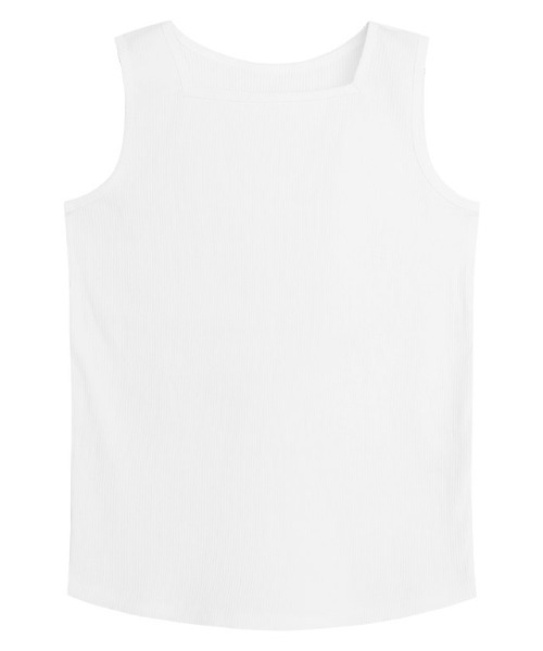 Pierrot（ピエロ）の「【ブラ紐隠し】スクエアネックリブタンクトップ（タンクトップ・レディース・ブラック/オフホワイト/ネイビー/サンドベージュ/チャコール・M/L）」の11枚目の写真