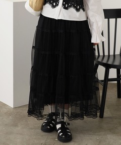 BLACK TULLE RAFFLE SKIRT（スカート）｜Ameri（アメリ）の