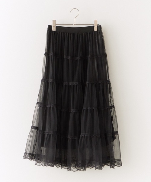 ROOPTOKYO（ループトウキョウ）の「レースモチーフ ティアードロングスカート（スカート・レディース・ブラウン/ベージュ/ブラック・FREE）」の4枚目の写真