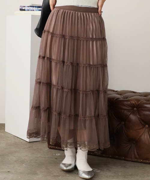 ROOPTOKYO（ループトウキョウ）の「レースモチーフ ティアードロングスカート（スカート・レディース・ブラウン/ベージュ/ブラック・FREE）」の17枚目の写真