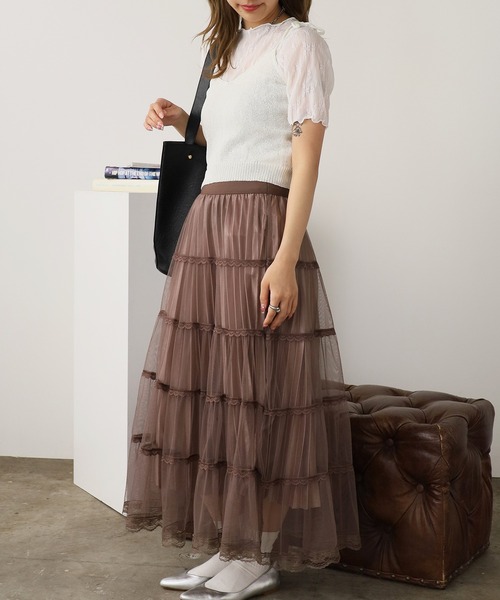 ROOPTOKYO（ループトウキョウ）の「レースモチーフ ティアードロングスカート（スカート・レディース・ブラウン/ベージュ/ブラック・FREE）」の16枚目の写真