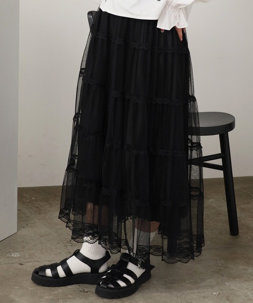 ROOPTOKYO（ループトウキョウ）の「レースモチーフ ティアードロングスカート（スカート・レディース・ブラウン/ベージュ/ブラック・FREE）」の22枚目の写真