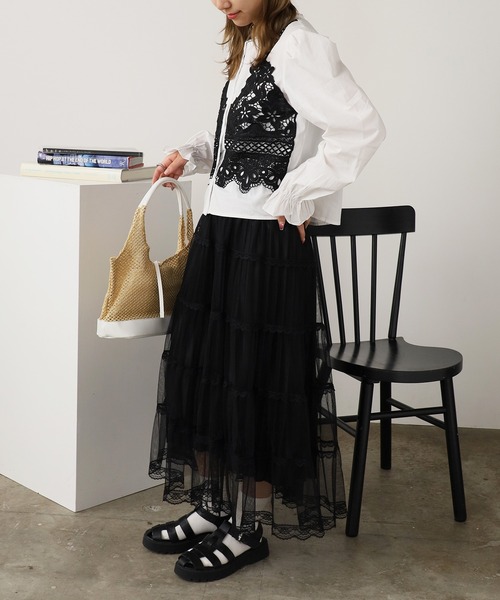 ROOPTOKYO（ループトウキョウ）の「レースモチーフ ティアードロングスカート（スカート・レディース・ブラウン/ベージュ/ブラック・FREE）」の20枚目の写真