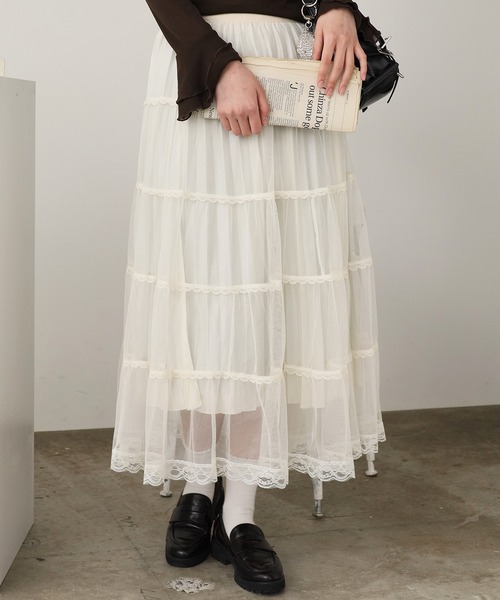 ROOPTOKYO（ループトウキョウ）の「レースモチーフ ティアードロングスカート（スカート・レディース・ブラウン/ベージュ/ブラック・FREE）」の14枚目の写真