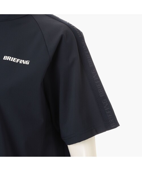 BRIEFING GOLF ブリーフィングゴルフバックロゴライン半袖シャツ黒Ⓛ ⓁBRIEFING GOLF ブリーフィングゴルフバックロゴライン半袖シャツ黒