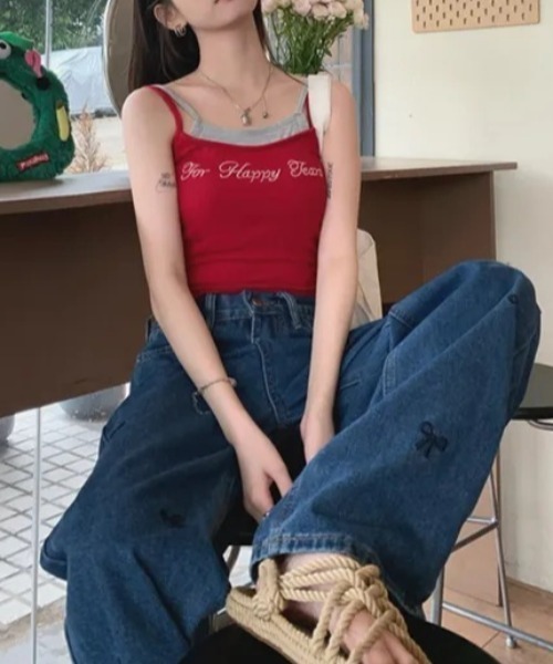 FREE STYLISTS(フリー スタイリスト)の「YUGA_YGMC Ribbon motif wide straight denim pants(デニムパンツ・レディース・ライトブルー/インディゴブルー・S/M/L)」の17枚目の写真