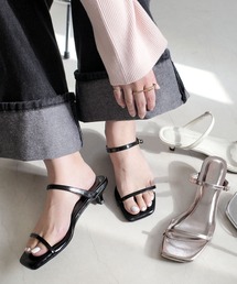 AmiAmi | 華奢スクエアトゥダブルストラップミュールサンダル(サンダル)