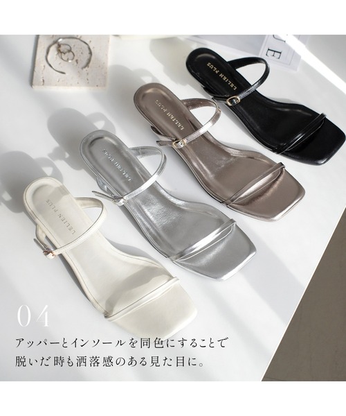 AmiAmi（アミアミ）の「華奢スクエアトゥダブルストラップミュールサンダル（サンダル・レディース・シルバー/ブラック/ブロンズ/アイボリー・S/M/LL/L）」の17枚目の写真