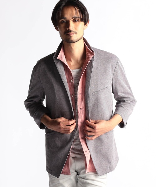 NICOLE CLUB FOR MEN（ニコルクラブフォーメン）の「7分袖イタリアンカラージャケット（その他アウター・メンズ・ライトグレー/グレー/ブラック/ブルー/ラベンダー・MEDIUM/LARGE/X-LARGE）」の5枚目の写真