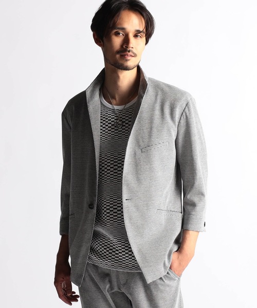 NICOLE CLUB FOR MEN（ニコルクラブフォーメン）の「7分袖イタリアンカラージャケット（その他アウター・メンズ・ライトグレー/グレー/ブラック/ブルー/ラベンダー・MEDIUM/LARGE/X-LARGE）」の3枚目の写真