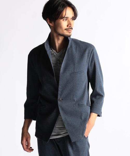 NICOLE CLUB FOR MEN（ニコルクラブフォーメン）の「7分袖イタリアンカラージャケット（その他アウター・メンズ・ライトグレー/グレー/ブラック/ブルー/ラベンダー・MEDIUM/LARGE/X-LARGE）」の4枚目の写真