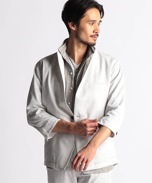 NICOLE CLUB FOR MEN（ニコルクラブフォーメン）の「7分袖イタリアンカラージャケット（その他アウター・メンズ・ライトグレー/グレー/ブラック/ブルー/ラベンダー・MEDIUM/LARGE/X-LARGE）」の2枚目の写真